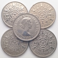 2Shillings Coins 1955-1967 UK Britain Gratia Regina+Elizabeth II Syiling Lama Old Coin (CollectibleO