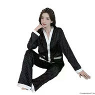 360 Outfit Pajamas Cantik Pyjamas Women Long Sve Silk Spwear Pajamas Baju Tidur Perempuan Wanita Pak