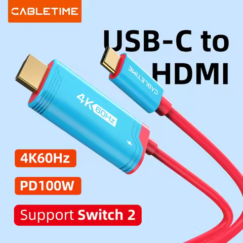CABLETIME Type C to HDMI Cable Switch 2 HDMI Adapter 4K 60Hz HDR PD 100W for PS4/5 Laptops Nintendo 