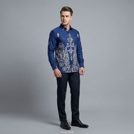 Men's Dobby Batik Long Sleeve Navy Batik New Premium Dobby Batik Motif Ready Stock