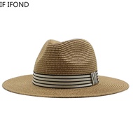 Panama Summer Straw Hats for Women Men Wide Brim Breathable Sun Beach Straw Hat UV Protection Fedora Cap