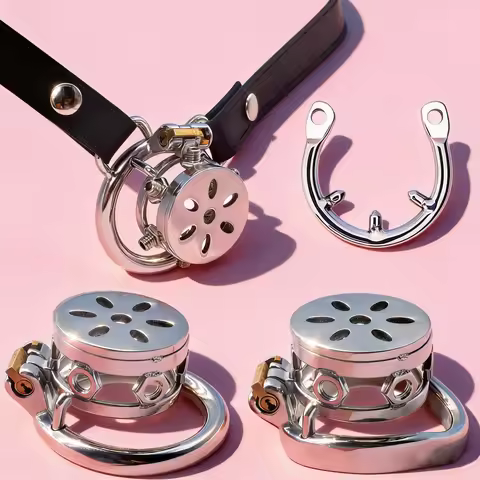Fixed Cock Cage Flat Stainless Steel Spiked Chastity Device With Anti-escape Ring Sissy Trianing BDS