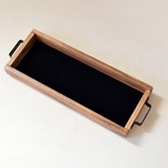 日本產檜木長方形托盤 (黑色鐵製把手)