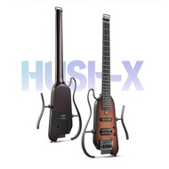 Donner HUSH-X Headless Silent Acoustic Electric Travel Guitar Removable Frames Ultra Light Mahogany 