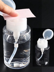 1入組180ml透明指甲油卸除液泵式空瓶，適用於酒精、指甲油和卸妝水金屬頂蓋