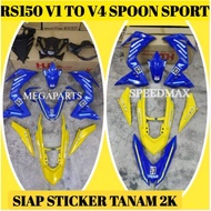 RS150 V1 TO V4 HONDA BODY COVER SET SPOON SPORT 54 WITH SIAP STICKER TANAM 2K CLEAR - SB+RYC1 RS150 