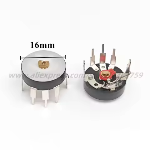 5PCS RV16MM Bent Foot with Switch Radio Potentiometer B5K B10K B50K Turntable Amplifier Adjustable V