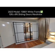 LHT Model :10801 White Frame✅10ft x 8ft Sliding Doors Wardrobe 10ft W x 8ft H ✅ Anti Jump