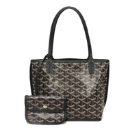 二手 Goyard Ange 迷你托特包，雙面小牛皮手拿包，人字紋黑色托特包