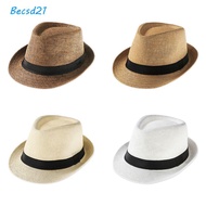 BECS Straw Panama Cap Unisex Summer Gangster Cap Jazz Dress Hat