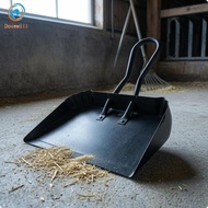 [Jzvphq] Industrial Dustpan Ridged Edges Metal Dustpan Debris Pan Black-Coated Cleaning Tool Sturdy 