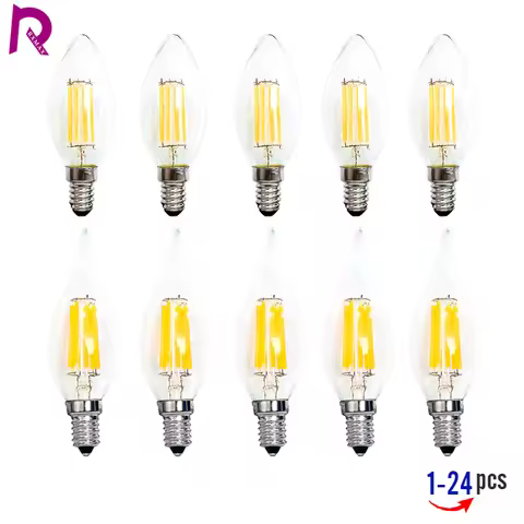 1-24PCS C35 Candle Led Bulb C35L E14 Base 2W 4W 6W 8W Edison Light Bulb 2700K Warm Cold White 6000K 