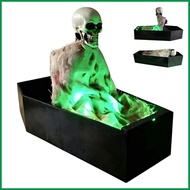Halloween Skeleton Decorations Voice Activated Spooky Figure in Coffin Halloween Decorations Outdoor