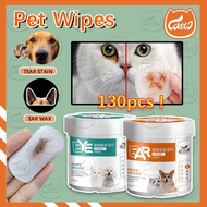 CATTO 130Pcs Pet Wipes Dogs Cats Eye Ear Grooming Tear Stain Remover Cleaning Wet Tissue Kucing Pemb