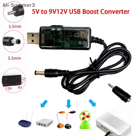 USB Boost Converter DC 5V To 9V 12V USB Step-up Converter Cable + 3.5x1.35mm Connecter For Power Sup
