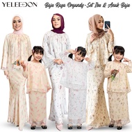 YELEEDON Organdy Floral Ibu Anak Baju Kurung Moden Budak Perempuan Kurung Sedondon 6-12 Tahun Muslim