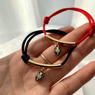 Bv Enamel Snake Head Red String Bracelet Female Male Couple Style Security Benming Year Holiday Gift