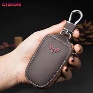 Wuling Smooth Leather Car Key Holder Wallet Bag Remote Fob Shell Case Cover Pouch Keychain For Almaz