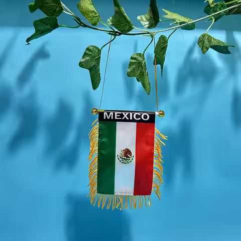 (SKY FLAG) Mexico Car Window Flag 8*12cm Polyester Double Side Printed Mexico Hanging Pennant Flags