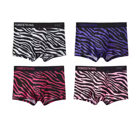 1/3/4Pcs Hot Men's Underwear Men's Pure Cotton Breathable Boxers Trendy Leopard Print Fashion Printe
