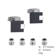 Fashion Accessories Cufflink High-End Square Black Agate Zircon Cufflink Combination Suit French Shi