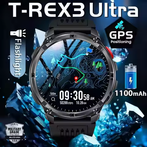 New Military T-Rex3 Ultra 1100mAh Battery Smart Watch Outdoors GPS Track Compass IP69K Waterproof Sp