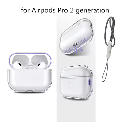 For Airpods Pro 2 Generation Soft TPU airpod pro 2022 With landyard Transparent Earphone Cover airpo