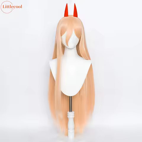 High Quality Power Wig Makima Power Wigs 100cm Long Pink Orange Heat Resistant Synthetic Hair Anime 