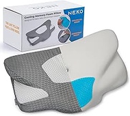 Neko Memory Foam Cervical Pillow for Neck Pain Relief | Full Size Adjustable Contour Pillow with Cooling Gel Insert, Breathable Cover &amp; Support for Arms &amp; Shoulders | For Back, Side &amp; Stomach Sleepers