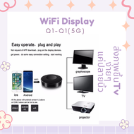 Q1  5G Wifi Display Dongle ต่อมือถือเข้าทีวีได้ทุกแบบ ในรถก็ต่อได้ไม่ต้องโหลดแอป hdmi