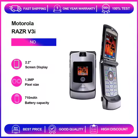 Refurbished Unlocked Motorola RAZR V3i 1.3MP 2G 710mAh Phone Russian Arabic Keyboard Good Condition
