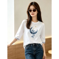 elgini Kaos musim panas T-shirt lengan panjang New Spring/Autumn Cotton T-Shirt for Women - Loose Fi