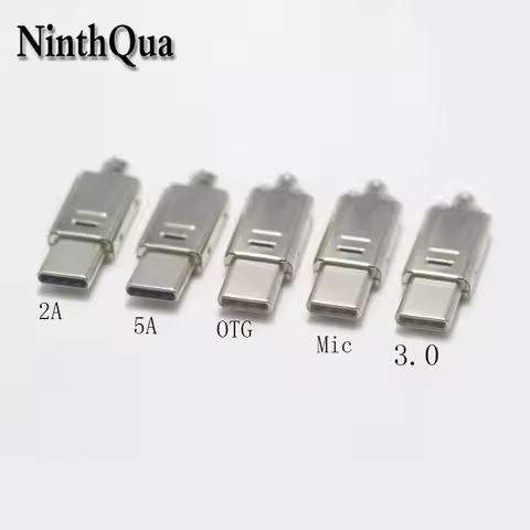5/10/50set 4P 5P 6P 9P Type C Male USB C Mic OTG Type-C to Type-C Charger Adapter For Computer Mobil