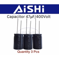 Capacitor 47uF 400V Capasitor 47uF 400V Has 3 Pieces (3 Pcs) Brand AISHI