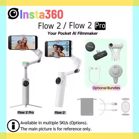 Insta360 Flow 2 Pro Handheld Gimbal Stabilizer AI Filmmaker 360 Infinite Pan Active Zoom Tracking Fo