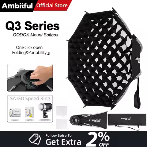 AMBITFUL Q3 40cm 60cm GODOX Mount Softbox SA-GD Speed Ring Matt Box Light Box For GODOX ML100 BI ML6