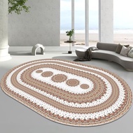Long Round Carpet Light Luxury Style Ethnic Style Living Room Carpet Coffee Table Mat Sofa Bedroom B