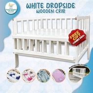 Baby Fourths Couture White Dropside Wooden Crib for Baby