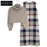 Blue Label Crestbridge [原宿店限定] 2015 米色 Crestbridge 格紋羊毛提花套裝連身裙，38 碼 [二手]