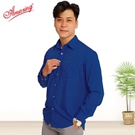 Áo sơ mi nam Amazing vạt bầu, dài tay, form xuông thoải mái, vải KT silk màu trơn, phong cách công s