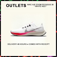 กล่องที่สมบูรณ์ Nike Air Zoom Pegasus 38 " White Red " Running Shoes DJ5397 - 100 รับประกัน 1 ปี