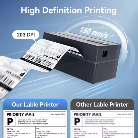 Thermal Label Printer Portable 4X6 150mm/s 203DPI Wireless No Ink Required USB/WIFI/BT Label Maker I
