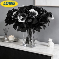 LONNGZHUAN Cemetery Roses, Home Decor Black and White Roses Artificial Black Roses Fake Flowers, DIY