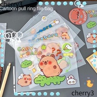 CHERRY Test Paper Storage Pouch, Transparent PVC Capybara File Bag,  Large Opening Cute Cartoon Ligh