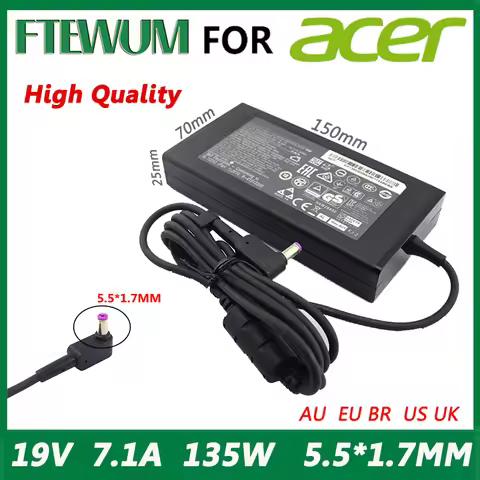 FYEWUM Acer 135W 6.7A 5.5*1.7MM Laptop Adapter Charger For Acer Aspire 7 Cable Notebook Computer Acc