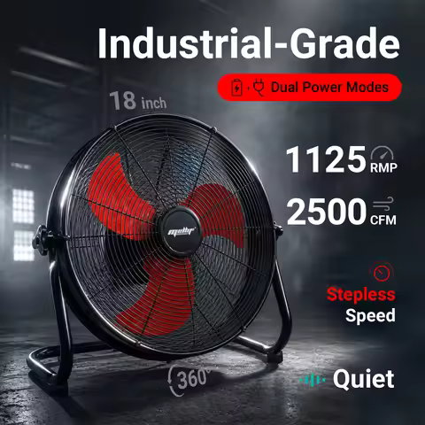 18" High Velocity Cordless Floor Fan Compatible with Milwaukee 18V Battery | Tool Only, 2500 CFM Bru