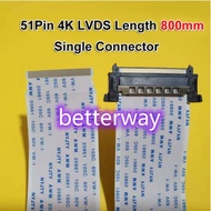 1pc 51Pin FFC FPC Pitch 0.5mm Length Cable Single Connector 300mm 400mm 500mm 800mm LVDS 1080P 4k HD