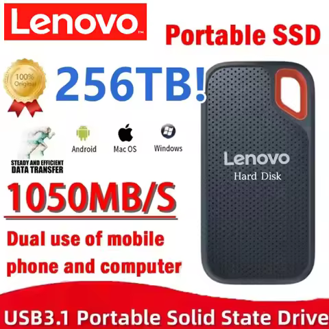Lenovo Hard Disk Mobile SSD E60 2TB 6TB 8TB 256TB USB 3.1 HD External Hard for Laptop PS5 Mobile Har