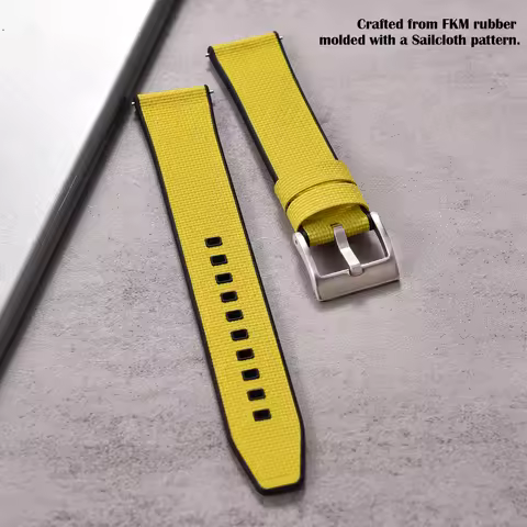 FKM TOP+FKM Base Sailcloth FKM Rubber Strap 18mm 19mm 20mm 21mm 22mm 24mm Quick Release Perfect Fit 