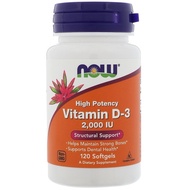 NOW Foods, Vitamin D3 2000iu ,50mcg , 120 Softgels, Best by: 11/27